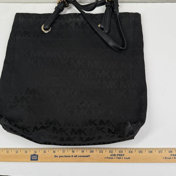 MICHAEL Michael Kors Jet Set Tote Black Monogram Nylon with Leather Straps - Picture 8 of 10